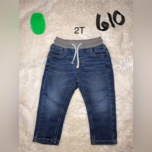 Comfy Blue Kids Jeans with Gray Waistband